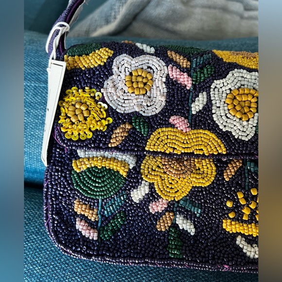 NWT Sol and Mer Floral Purple Beaded Women's Bag - Picture 4 of 8